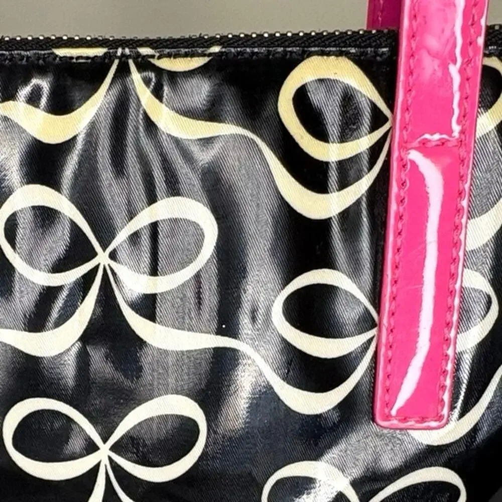 Kate Spade Vinyl Bow Bag Black White Pink - Picture 13 of 13